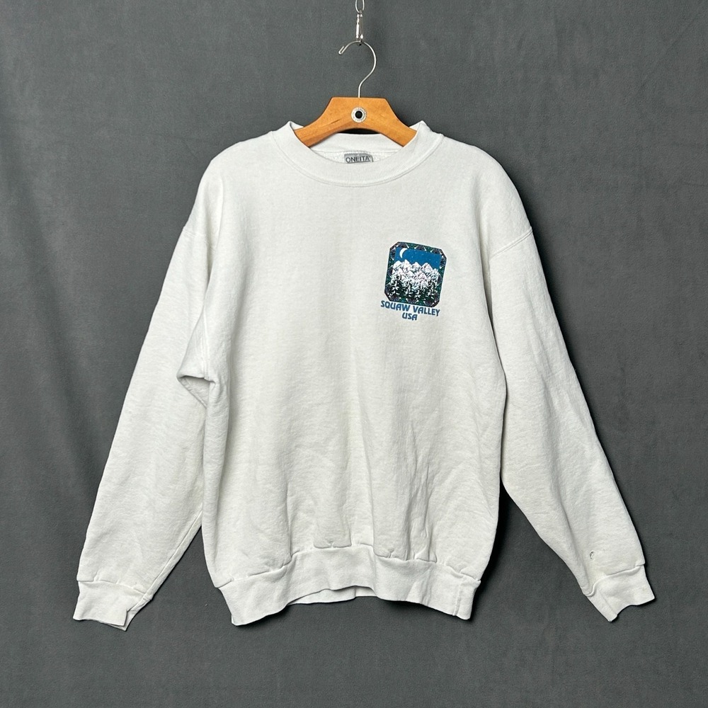 VTG 90s Oneita Power Sweats Squaw Valley USA Ski Resort Crewneck Sweatshirt XL